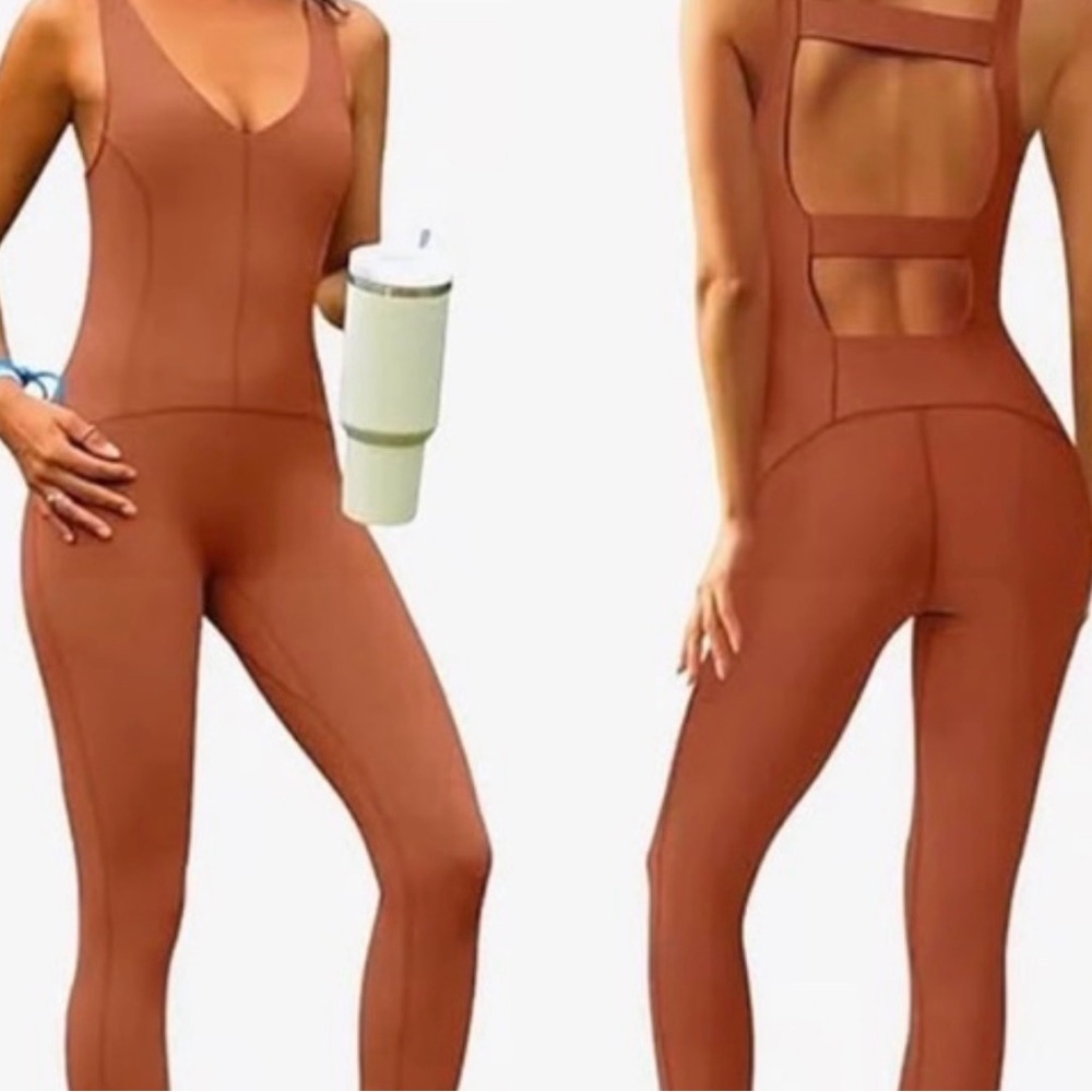 NWT Free People Movement Never Better One-Piece Jumpsuit in Terracotta Size S